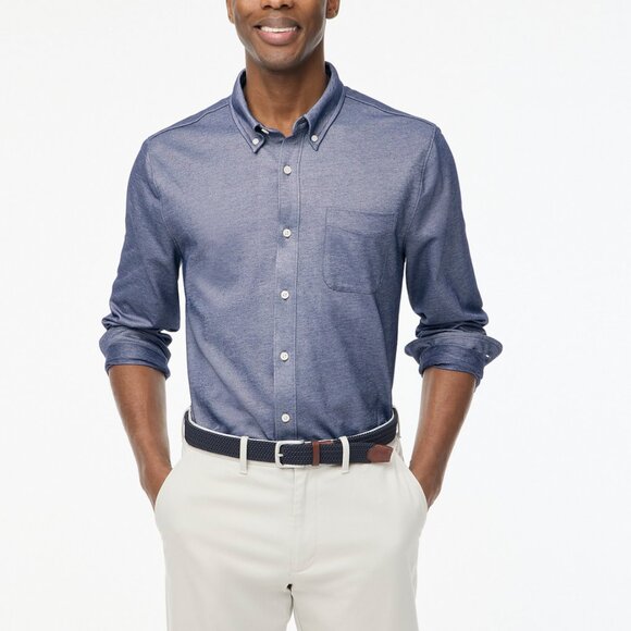 J. Crew Factory Sz. XXL Dusty Twilight Performance Knit Oxford Shirt Preppy Work - Picture 2 of 16